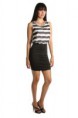 VESTIDO THALIA PARTE SUPERIOR A RAYAS HORIZONTALES Y PARTE INFERIOR UNICOLOR MARCA DEREK